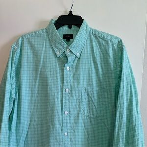 Large J Crew Green Blue Plaid Long sleeve casual